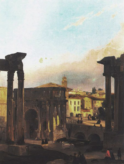 Ippolito Caffi,Forum romain, arc de Septime Sévère  (1835-1860, date indéterminée)